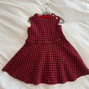 Janie and Jack Red and Navy Houndstooth Dress - Christmas Dress